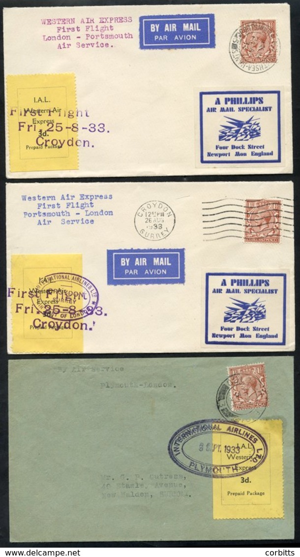 1933 I.A.L First Flight Croydon - Portsmouth, Bears Semi-official & Cachet (posted Arrival) Only 42 Flown, Another But P - Sonstige & Ohne Zuordnung