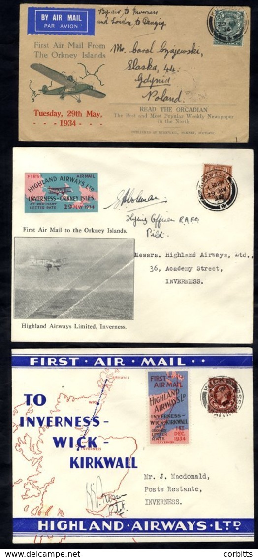 1934 May 29th Highland Airways FF Kirkwall - Inverness Official Cover With Semi Official Cover With Semi Official Stamp  - Sonstige & Ohne Zuordnung