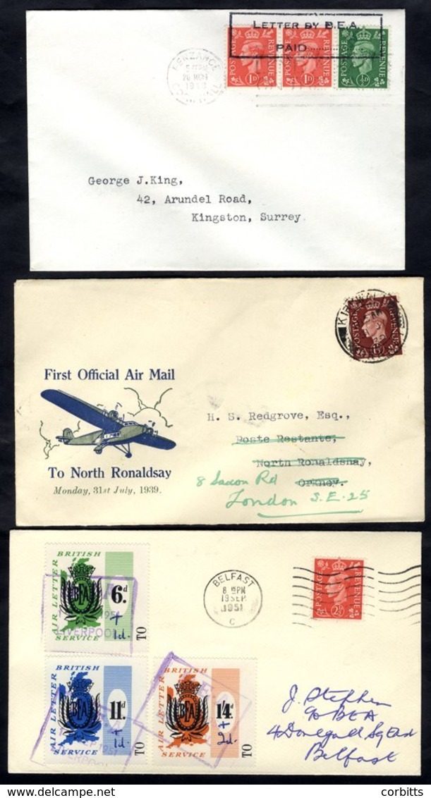 1939 July 31st Scottish Airways FF Cover Kirkwall - North Ronaldsay 'Orcadian' Envelope (38 Flown), 1948 March 26th BEA  - Andere & Zonder Classificatie