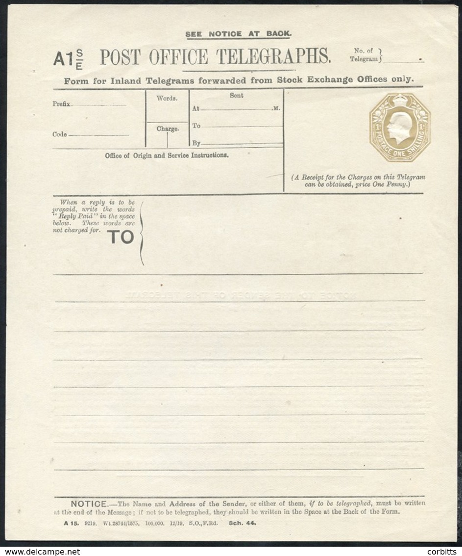 KGV P.O Telegraph 1s Die Stock Exchange, Huggins TP48(a) Cat. £150. Fine & Scarce. - Sonstige & Ohne Zuordnung