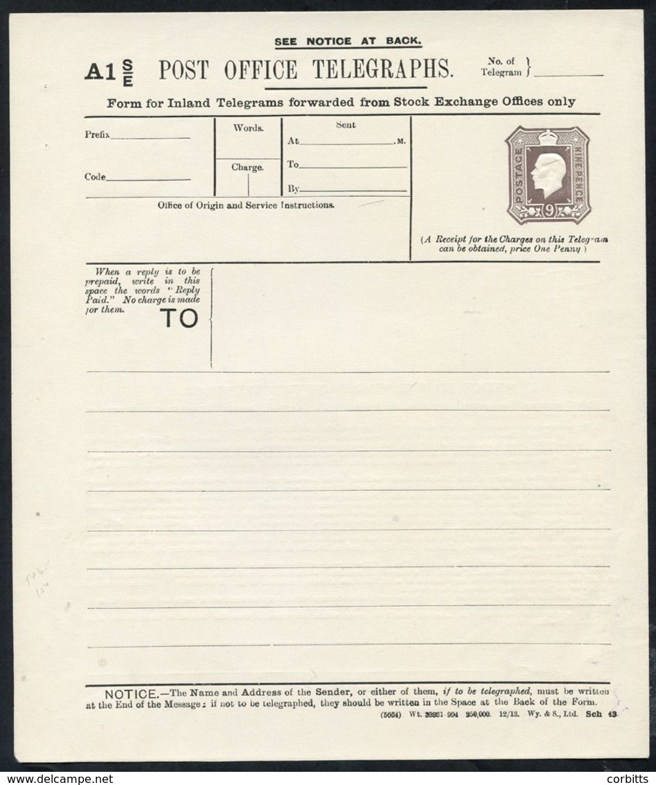 KGV P.O Telegraph 9d Die Stock Exchange, Huggins TP45 (Cat. £150), VF & Scarce. - Autres & Non Classés