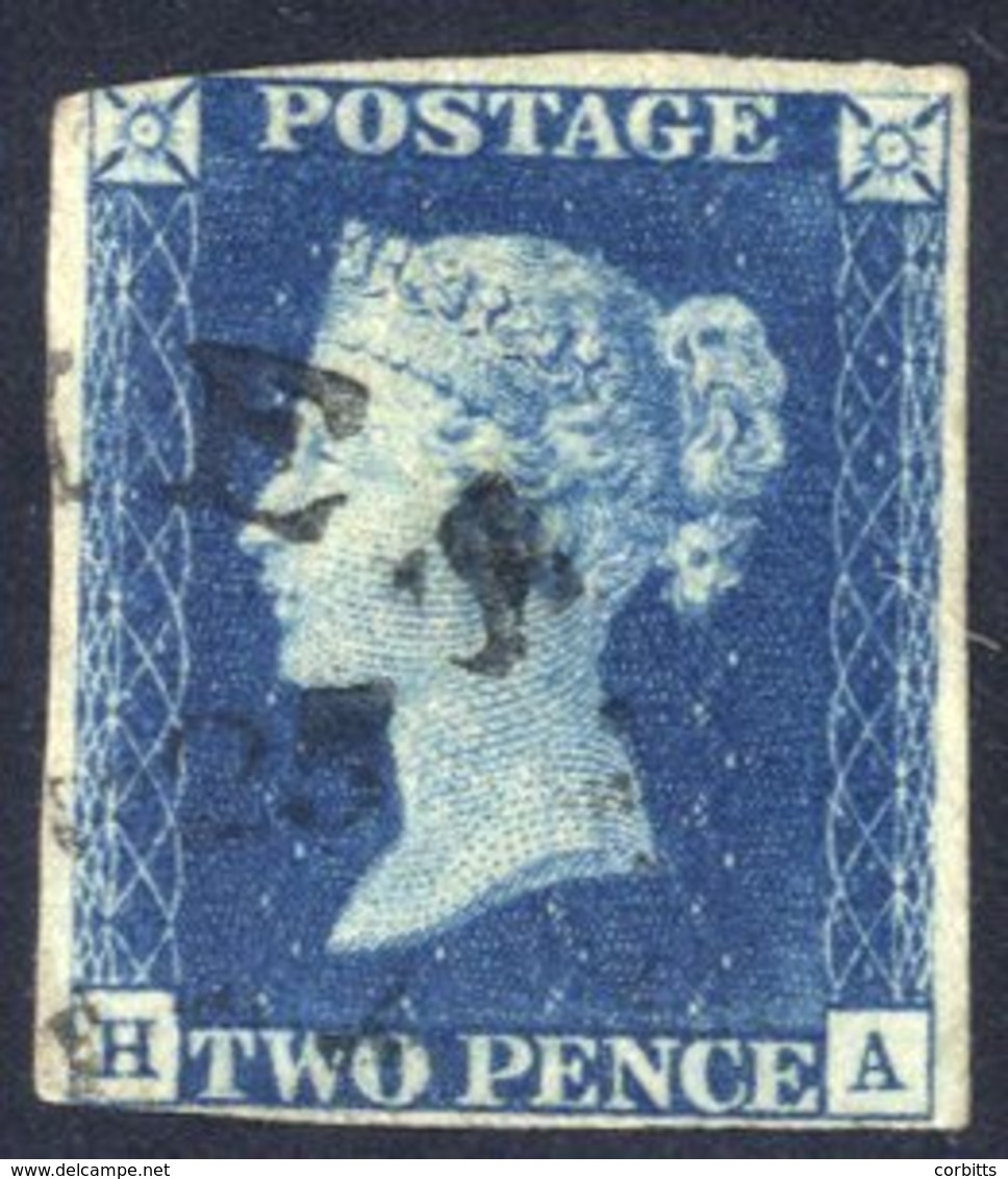 Plate 2 HA Margins Virtually Complete Except N.W Corner Cut Into, Cancelled By A Black Town Cancel. - Sonstige & Ohne Zuordnung