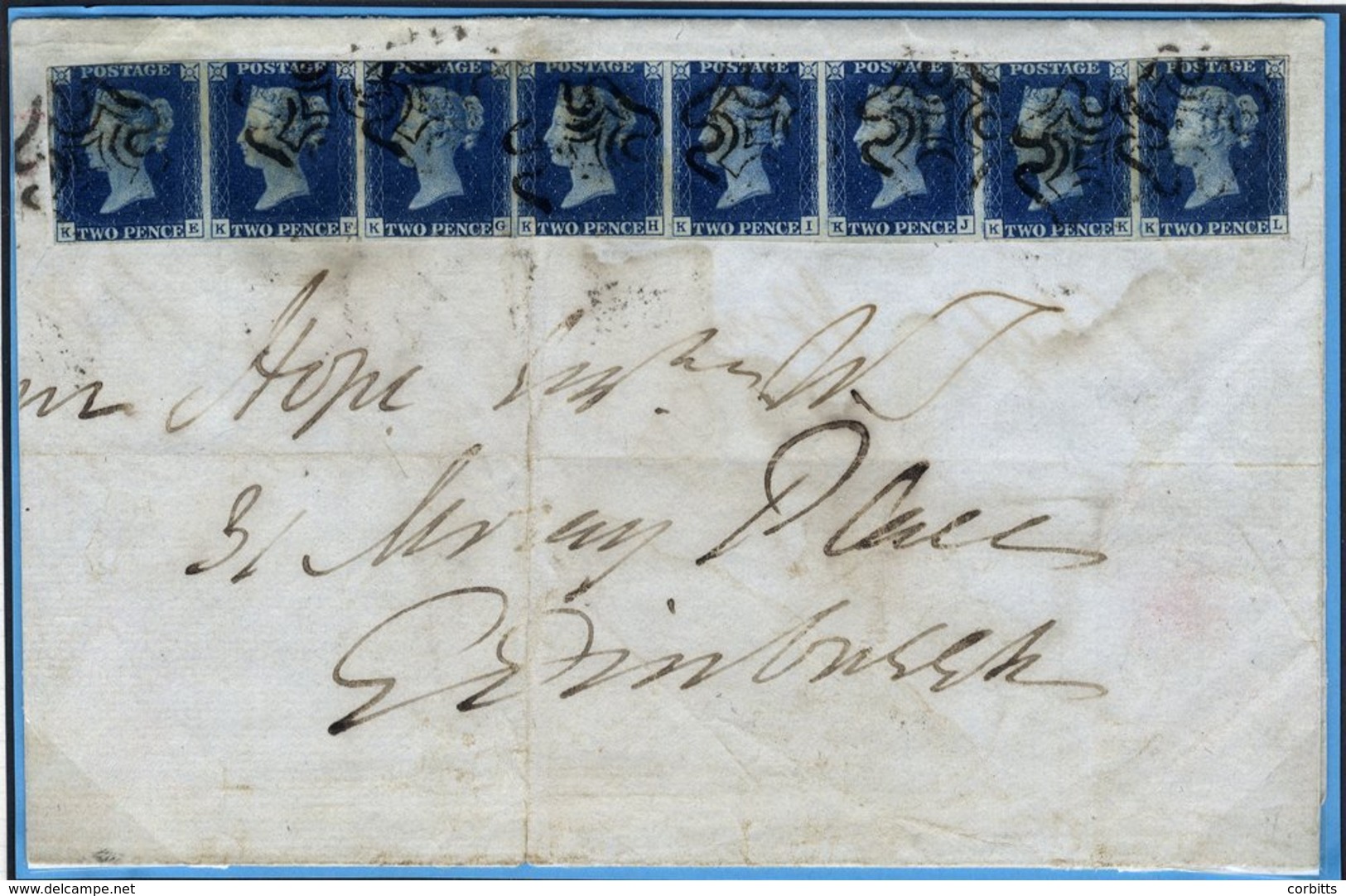 STRIP OF EIGHT ON COVER Pl.2 KE-KL Horizontal Strip Of Eight. KG-KK Touched Or Slightly Cut Into At Top, Good Margins Ei - Sonstige & Ohne Zuordnung