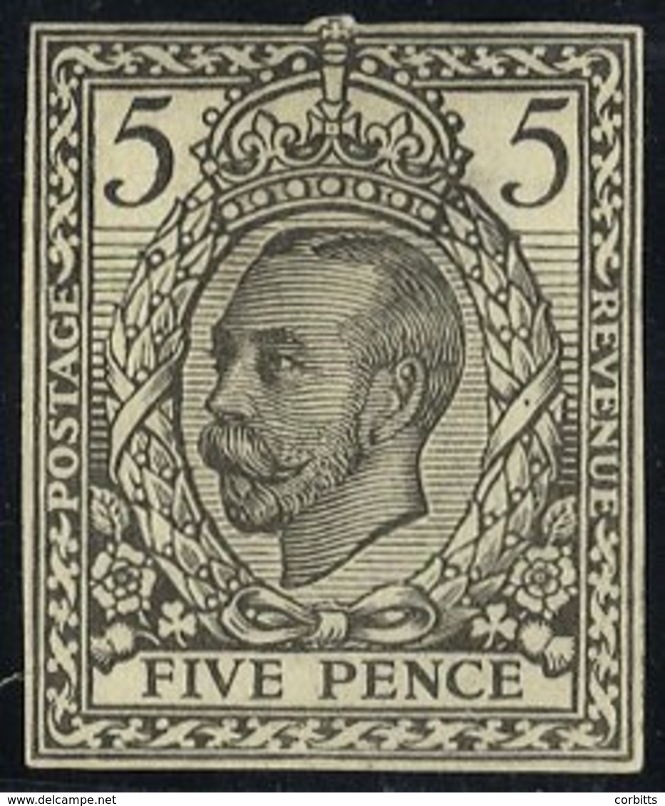 1911-12 5d Die 2, A Die Proof (shaded Background To Head) Used As A Colour Trial, In Black On Proof Paper, Cut Close, Th - Autres & Non Classés