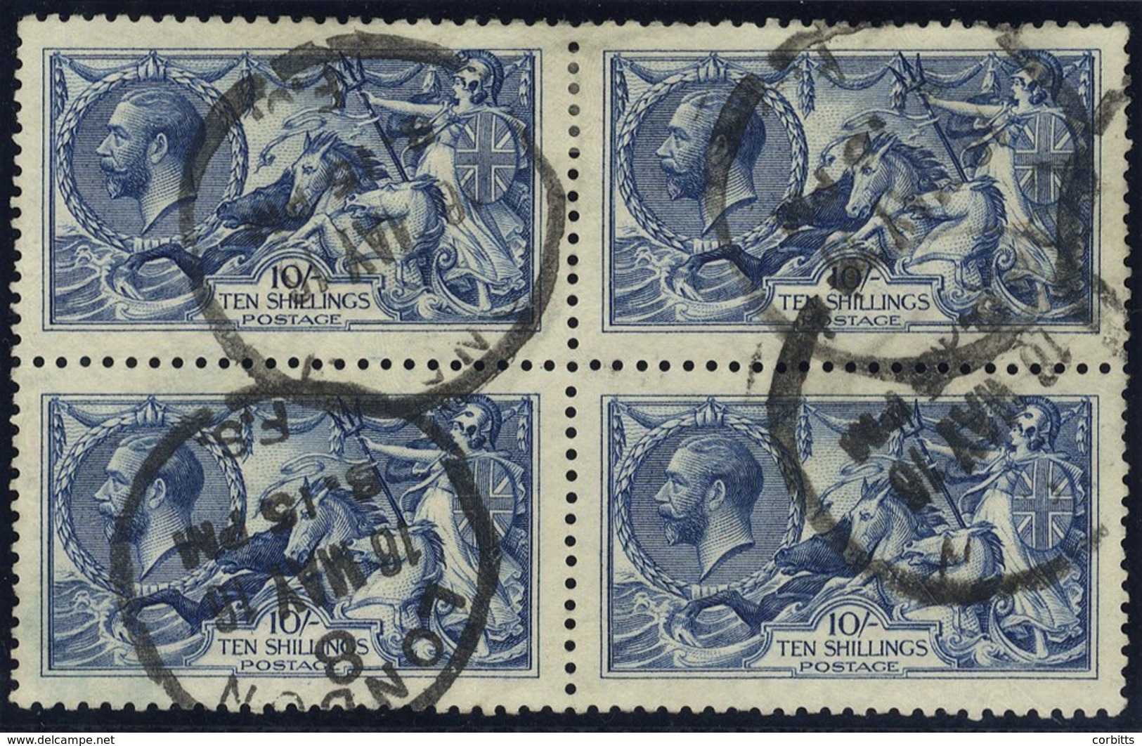 1915 DLR 10s Bright Blue Block Of Four, Each Cancelled By 'London/16 May 16' Rubber D/stamp (well Centred), The Odd Shor - Autres & Non Classés