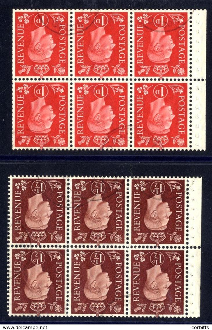1937 1d & 1½d Booklet Panes Of Six Wmk Inverted, Both VFU (lightly Cancelled) With Binding Margins Still Attached, The 1 - Autres & Non Classés