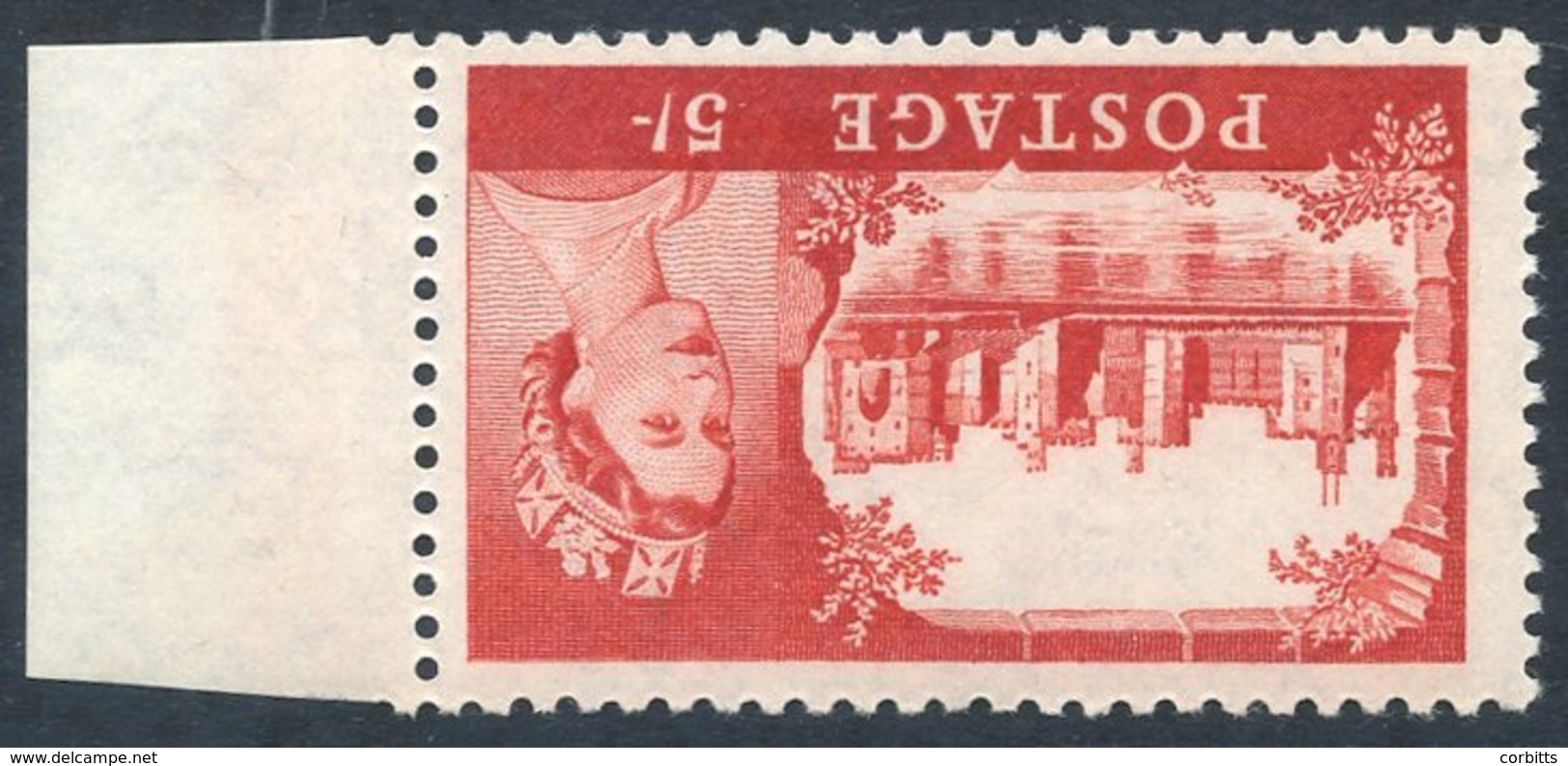 1963 Bradbury 5s Red Marginal UM Example With Inverted Wmk, SG.596awi. Scarce. Cat. £400 - Autres & Non Classés