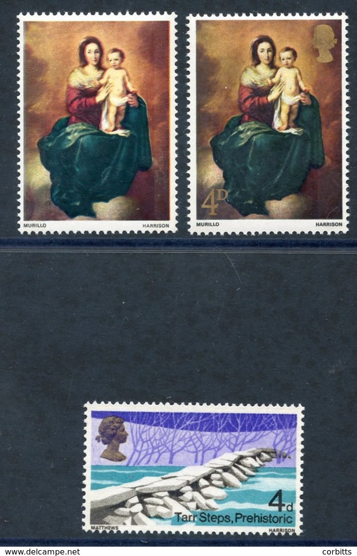 1967 Christmas 4d Madonna & Child With Error GOLD (value & Queen's Head) OMITTED, UM, SG.757a, 1968 4d Bridges Printed O - Autres & Non Classés