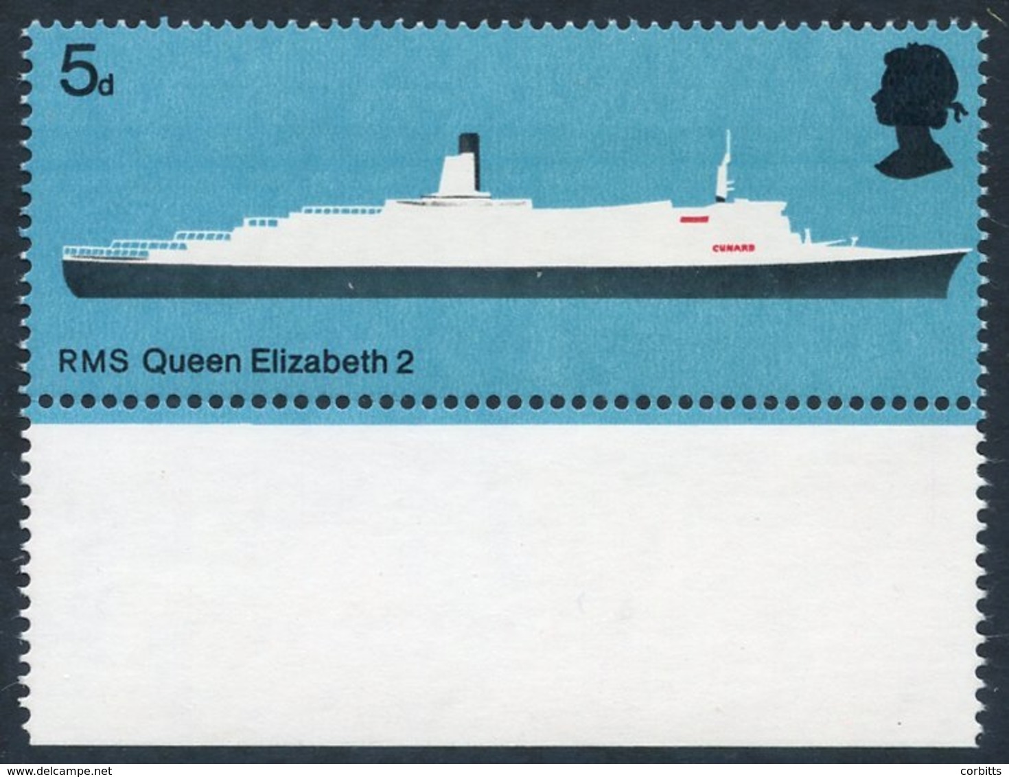 1969 British Ships 5d Queen Elizabeth 2, Lower Marginal UM Example With COLOUR GREY (Decks Etc.) OMITTED, SG.778b. (1) C - Autres & Non Classés