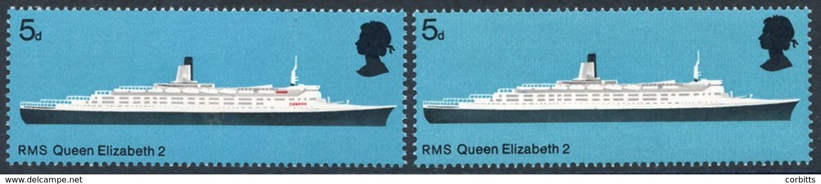 1969 British Ships 5d Queen Elizabeth 2 With COLOUR RED OMITTED, UM, SG.778c. (1) Cat. £225 - Autres & Non Classés