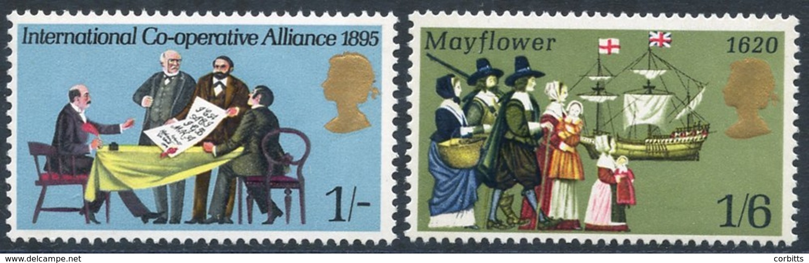 1970 Anniversaries 1s With COLOUR GREEN OMITTED & 1/6d With COLOUR EMERALD GREEN OMITTED, Both UM, SG.821c & 822b. (2) C - Other & Unclassified