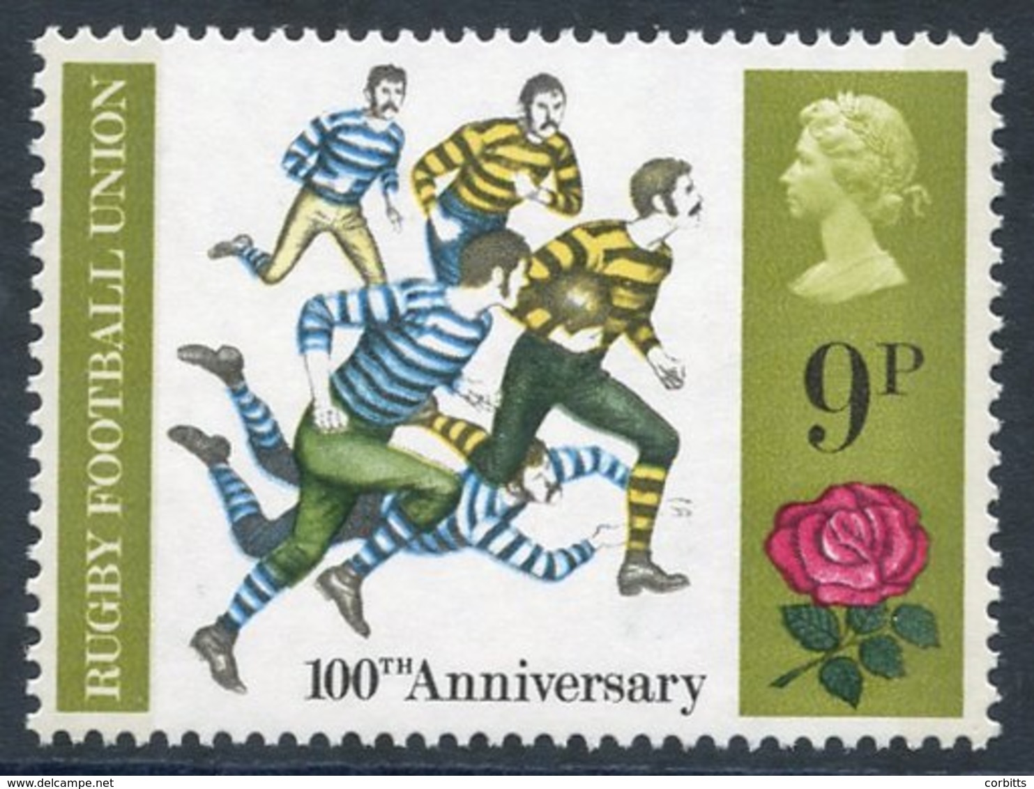 1971 Anniversaries 9p Rugby Football With COLOUR OLIVE BROWN OMITTED, UM, SG.889a. (1) Cat. £325 - Sonstige & Ohne Zuordnung