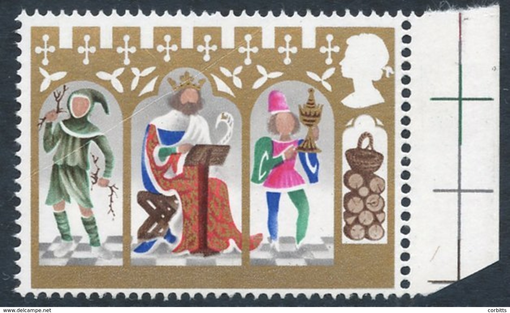 1973 Christmas 3½p Peasant King Marginal UM Example With GREY-BLACK (value Inscription Etc) OMITTED, Faint Natural Paper - Sonstige & Ohne Zuordnung