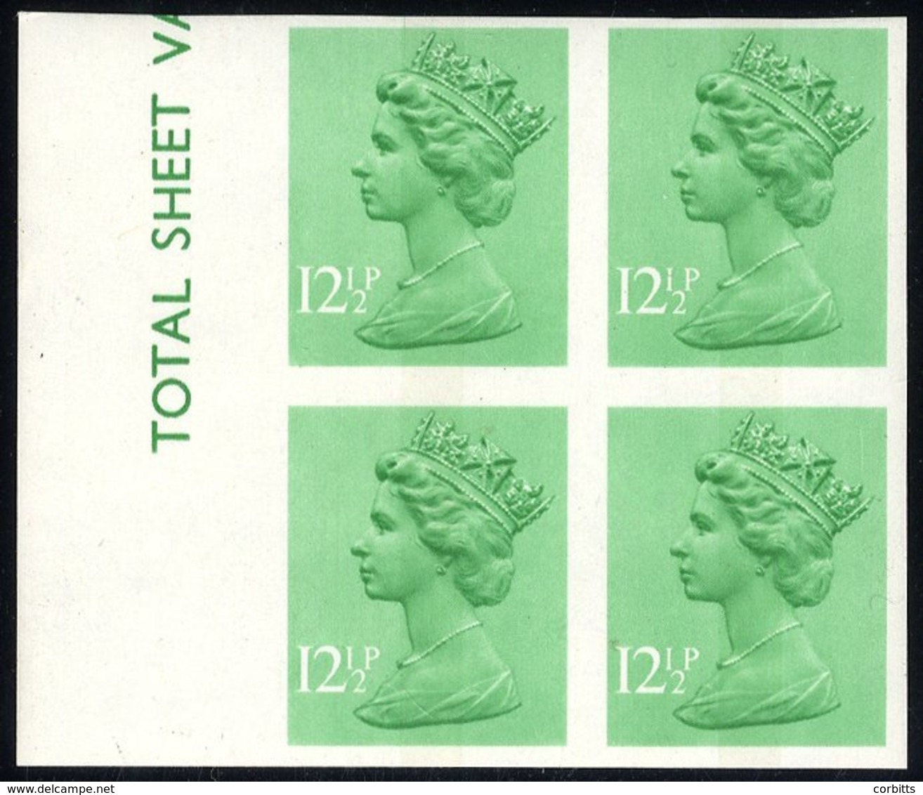 1982 12½p Light Emerald (centre Band) Left Side Marginal UM Block Of Four, SG.X898a, Cat. £240. (4) - Autres & Non Classés