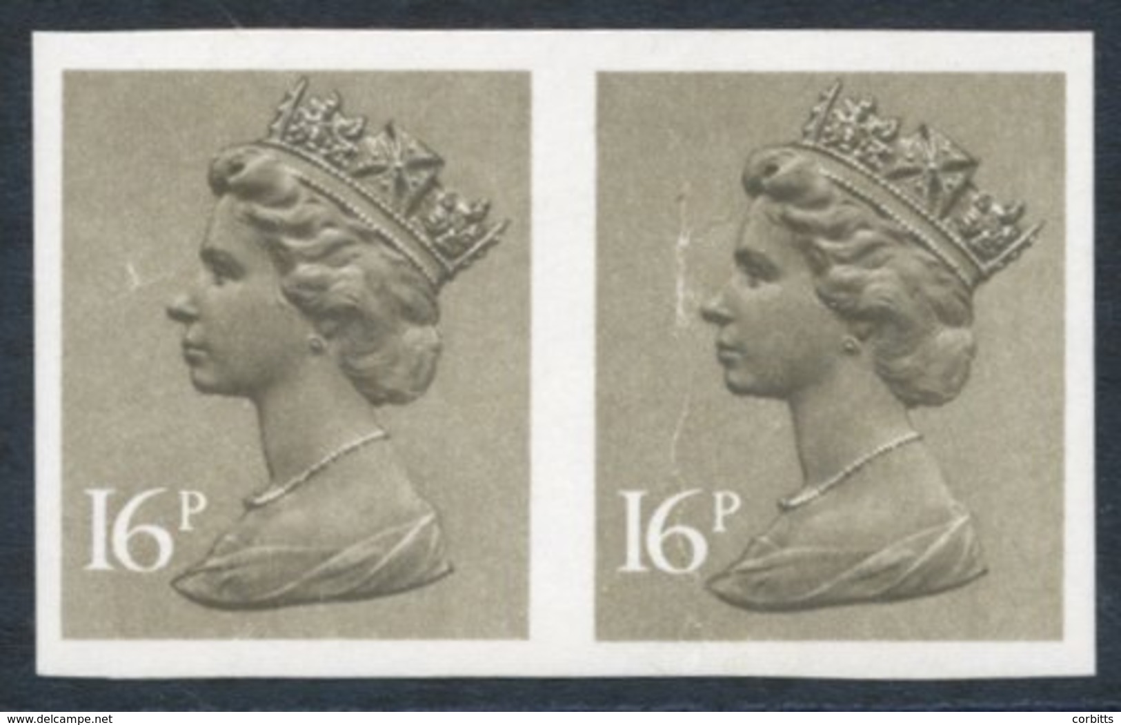 1983 16p Olive Drab, UM Imperf Pair, Right Stamp With Vertical Crease. SG.X949a. (2) Cat. £200. - Autres & Non Classés