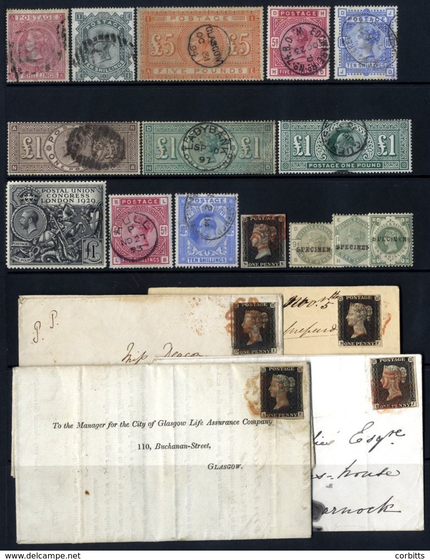 COLLECTION/ACCUMULATION Incl. 1840 1d Blacks, Surface Printed Incl. High Values, Edward To £1, Various On Leaves Incl. S - Autres & Non Classés