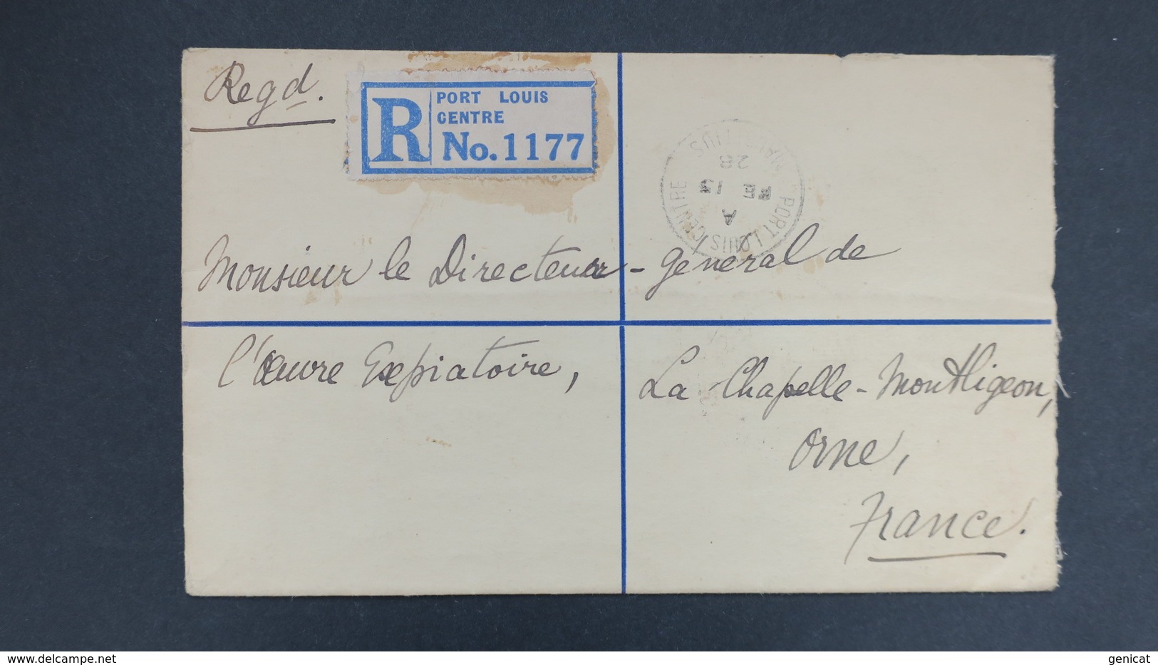 Maurice 1928 Entier Postal Recommandé De Port Louis Avec Complement Pour La France , Registered Letter Mauritius 1928 - Mauritius (...-1967)