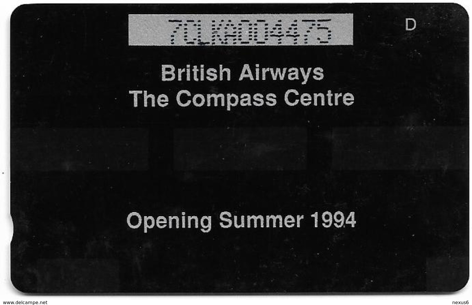 UK (Cardlink) - British Airways Compass Centre, 7CLKA, 10.000ex, Used - Eurostar, Cardlink & Railcall