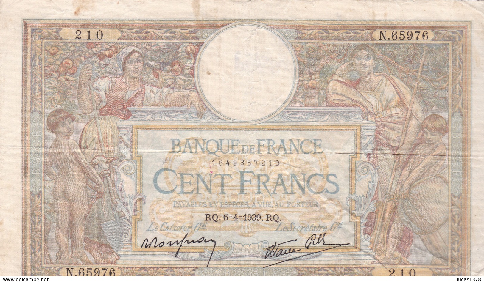 FRANCE 100 FRANCS MERSON 06/04/1939 - 100 F 1908-1939 ''Luc Olivier Merson''