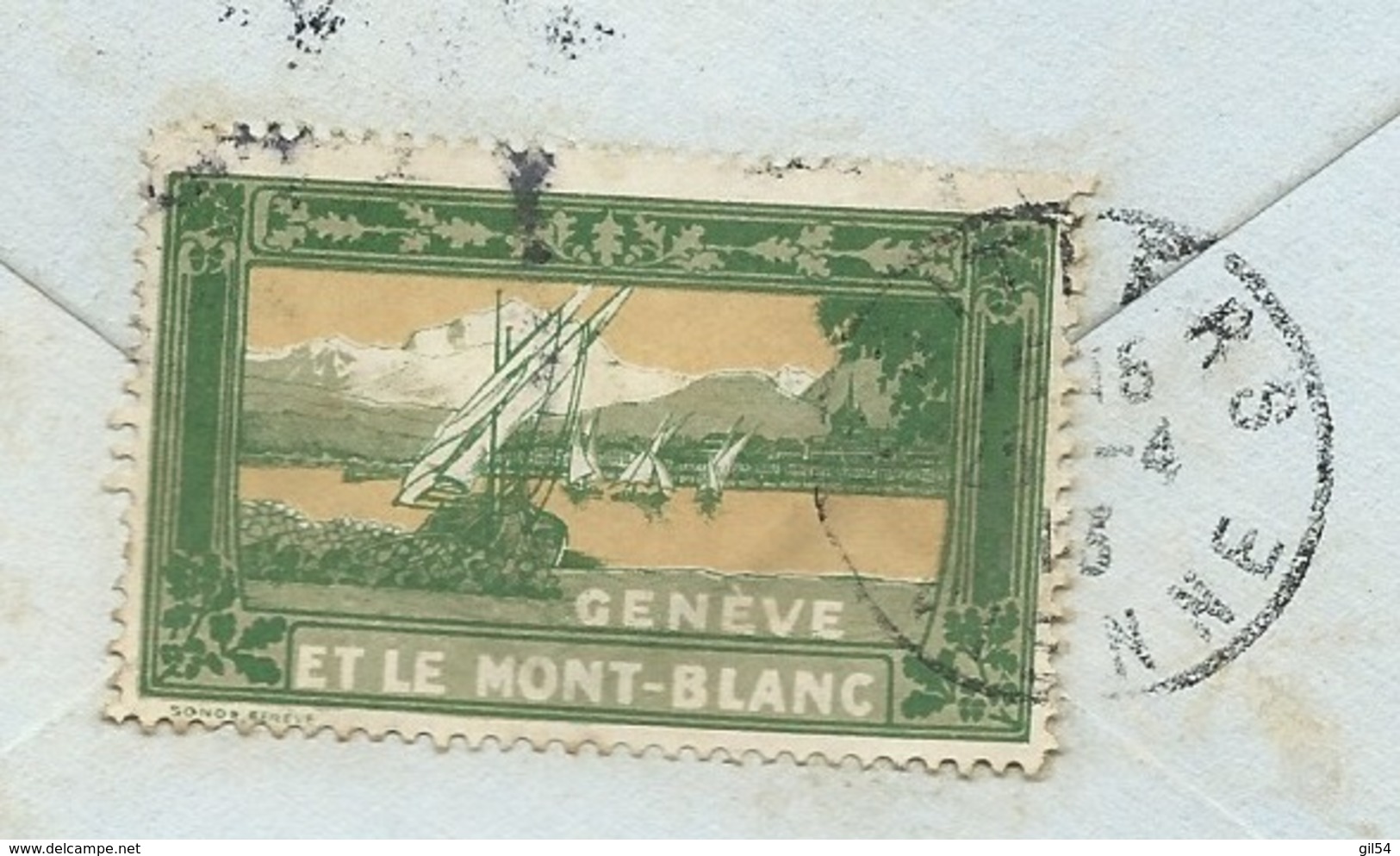 Vignette - Genève Et Le Mont Blanc ( Oblit Cad 'arrivée Poitiers , Lsc  Cad Bureau Distribution Messery (74)  -  Bb16211 - Tourism (Labels)