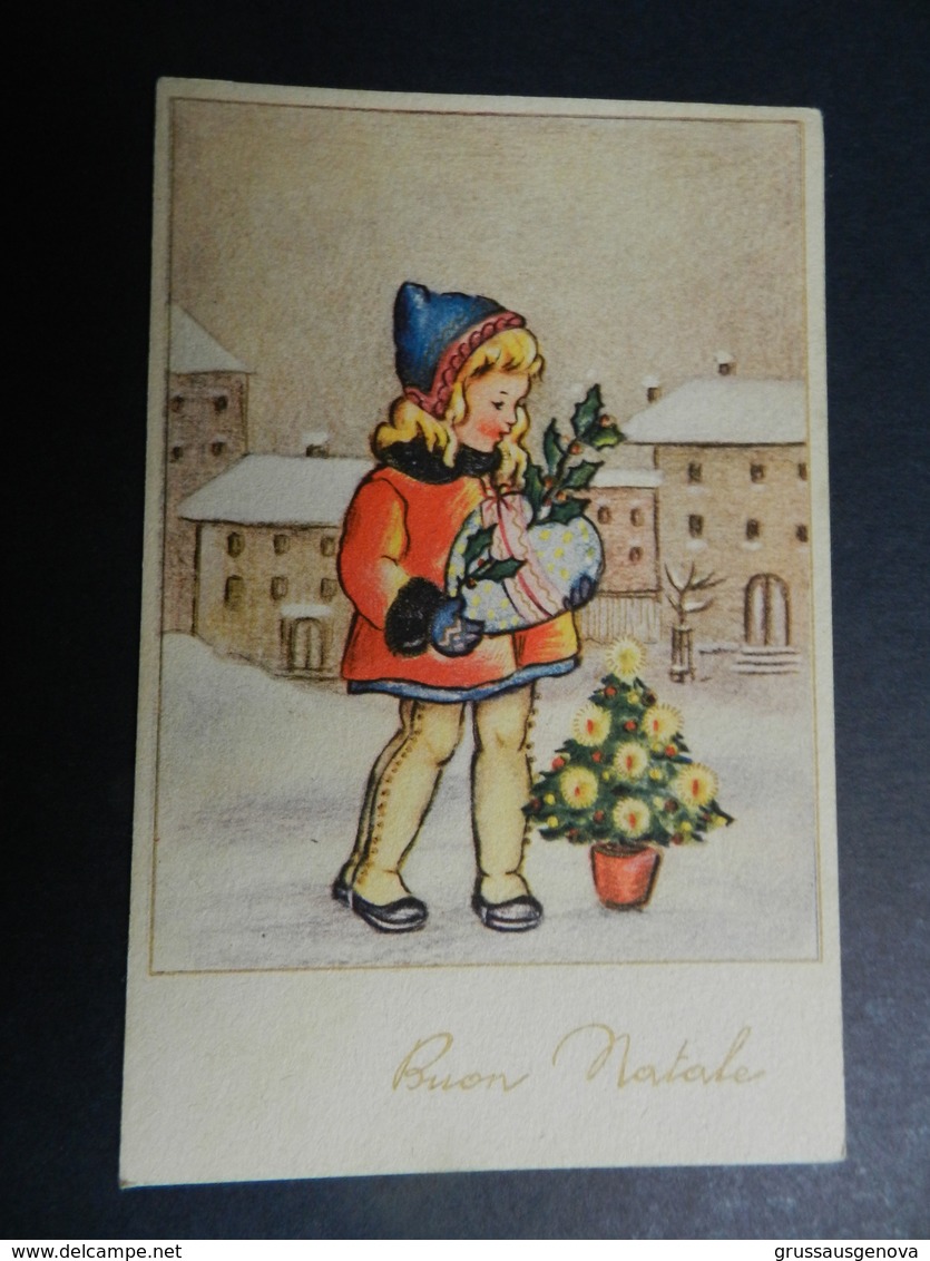 19898) BUON NATALE BAMBINA CON ALBERO DI NATALE ILLUSTRATORE MARIA PIA (MOLTO PROBABILMENTE) NON VIAGGIATA - Altri & Non Classificati