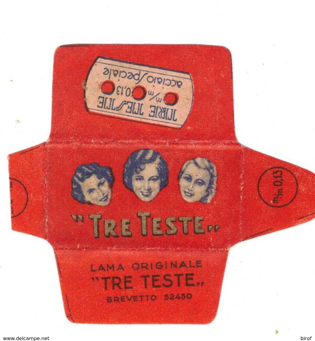 LAMETTA DA BARBA - TRE TESTE ROSSA  0.13  -   ANNO 1930/40  - - Razor Blades