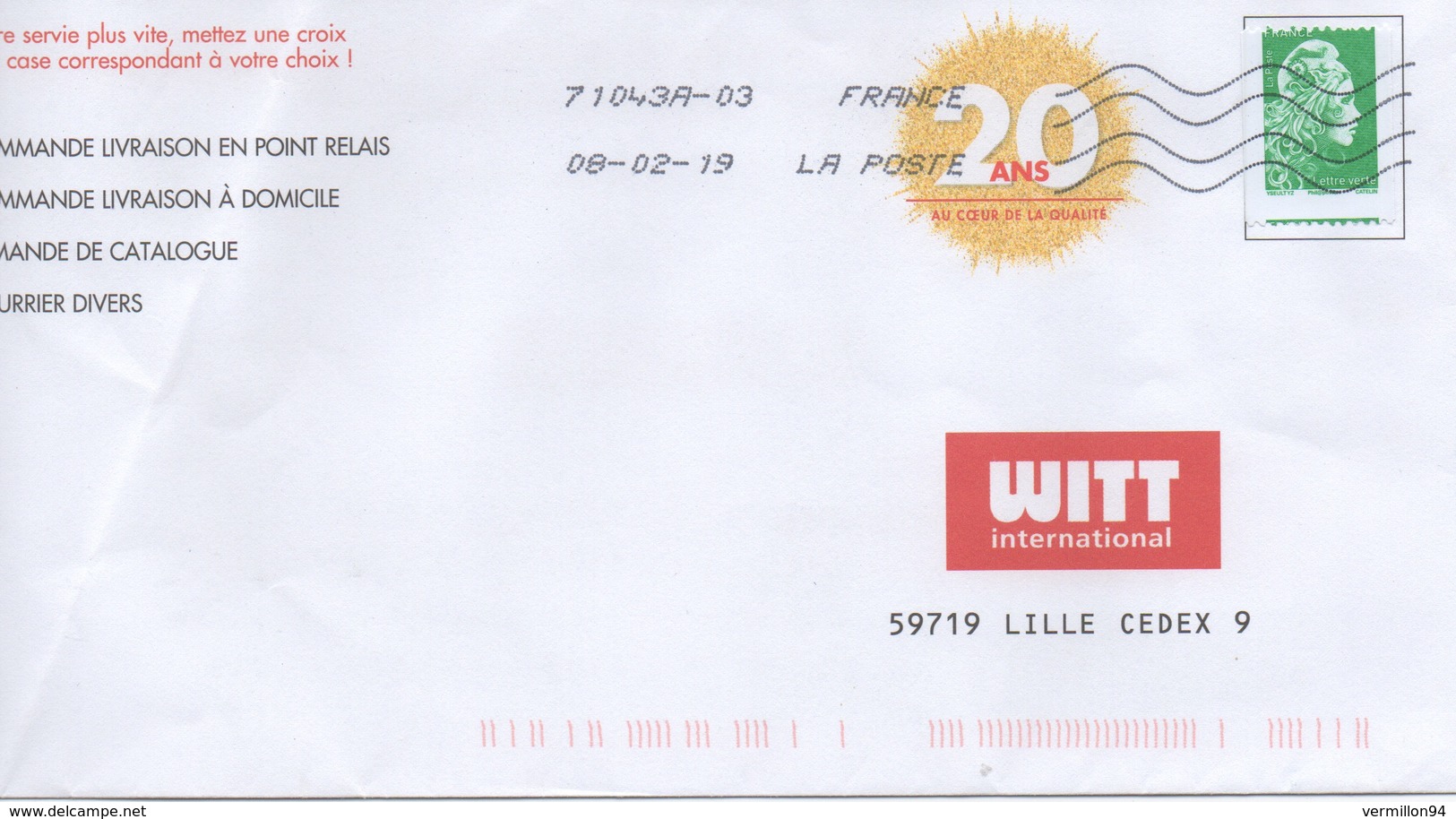 Variété Piquage Décalé Sur Marianne L'engagée Issue D'une Roulette - Lettres & Documents