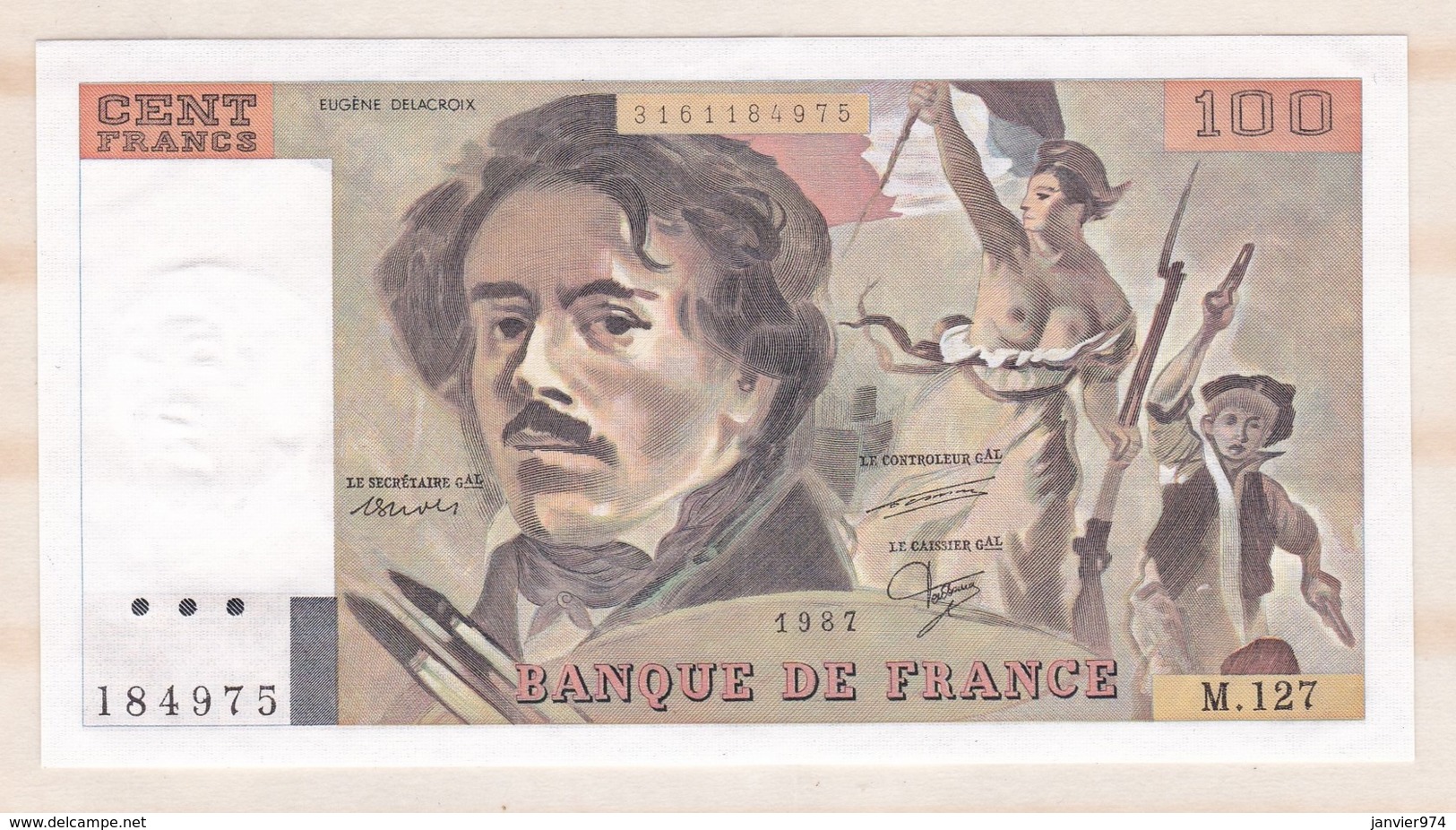 100 Francs Delacroix 1987 Série M.127 N° 184975. Billet Neuf. - 100 F 1978-1995 ''Delacroix''