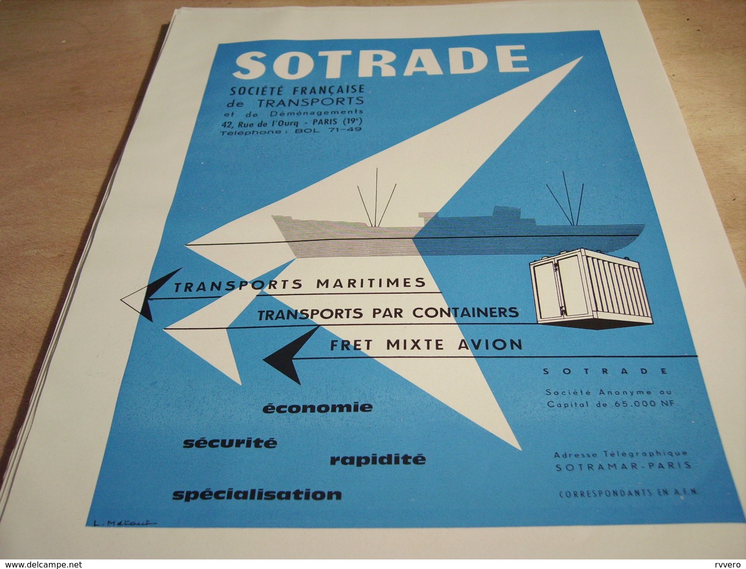 ANCIENNE PUBLICITE TRANSPORT SOTRADE 1960 - Other & Unclassified