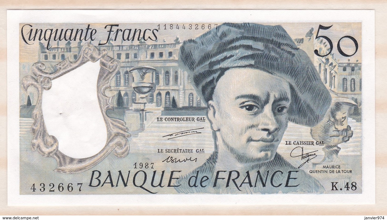 50 Francs Quentin De La Tour 1987 Série K.48 N° 432667. Billet Presque Neuf. - 50 F 1976-1992 ''Quentin De La Tour''