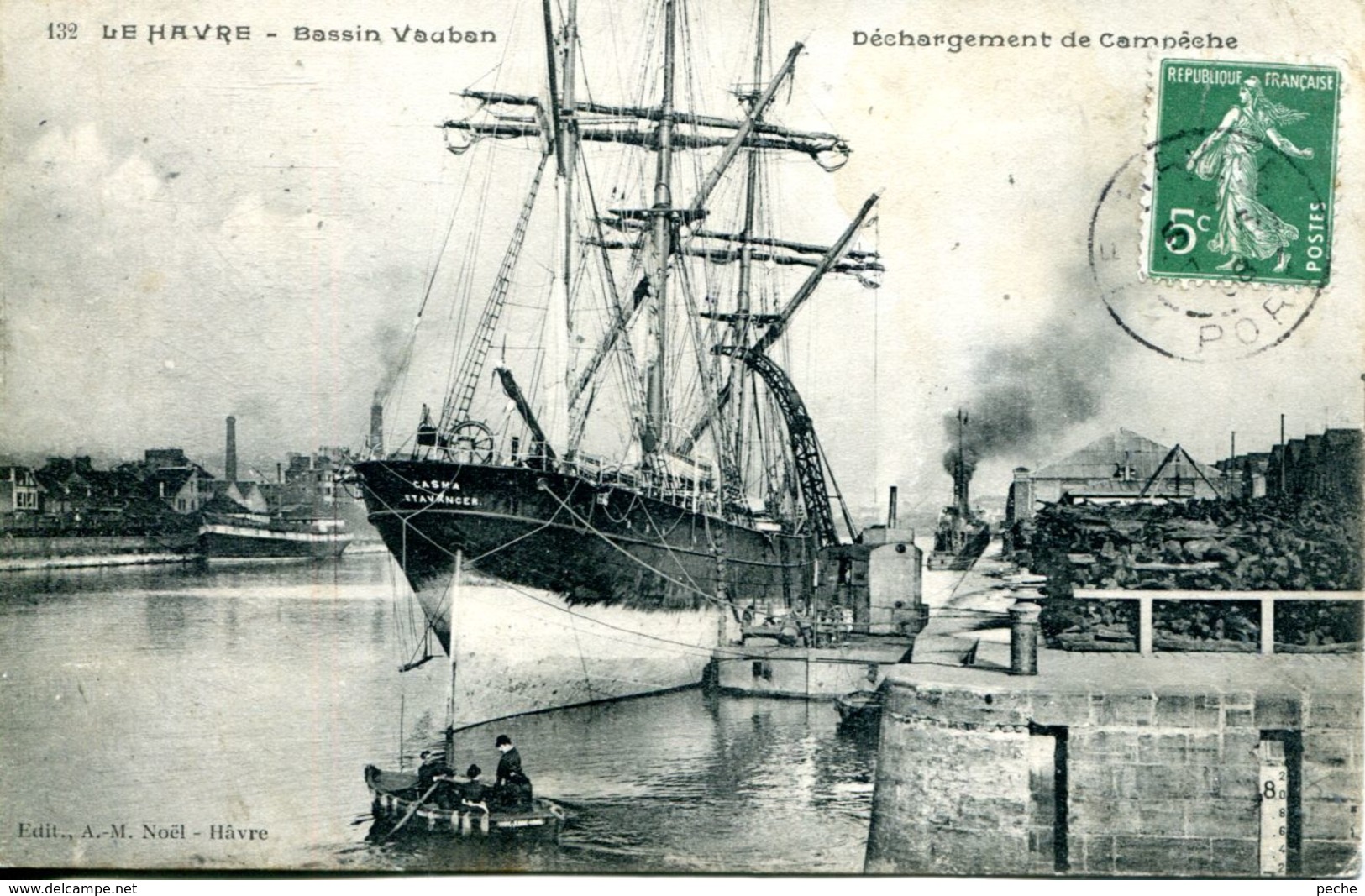 N°70974 -cpa Le Havre -déchargement De Campêche- Bateau "Etavancer" Casma Pérou- - Commerce