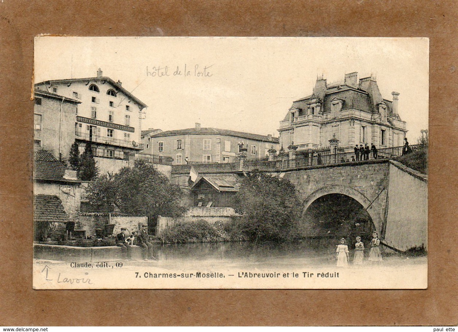 CPA - CHARMES (88) - Aspect Du Lavoir, Du Pont Et De L'Hôtel De La Poste En 1911 - Charmes