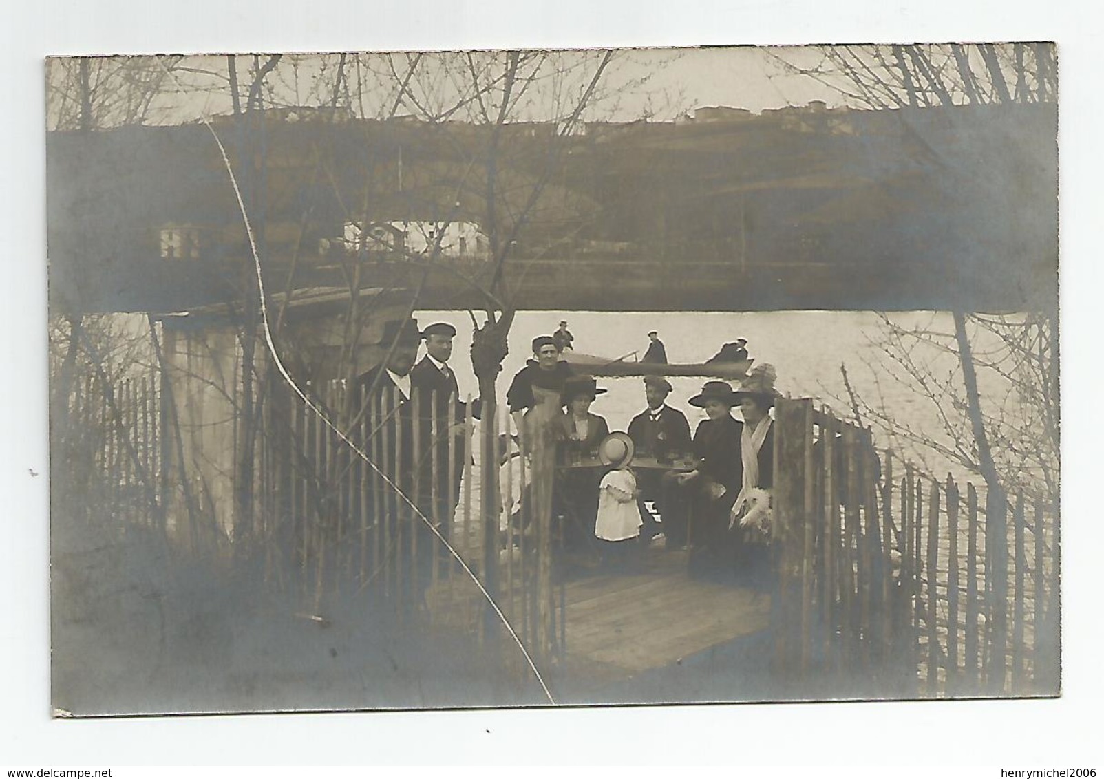 Carte Photo Buvette Près Canal Fleuve ? A Déchiffrer Au Dos - 2scans - Te Identificeren