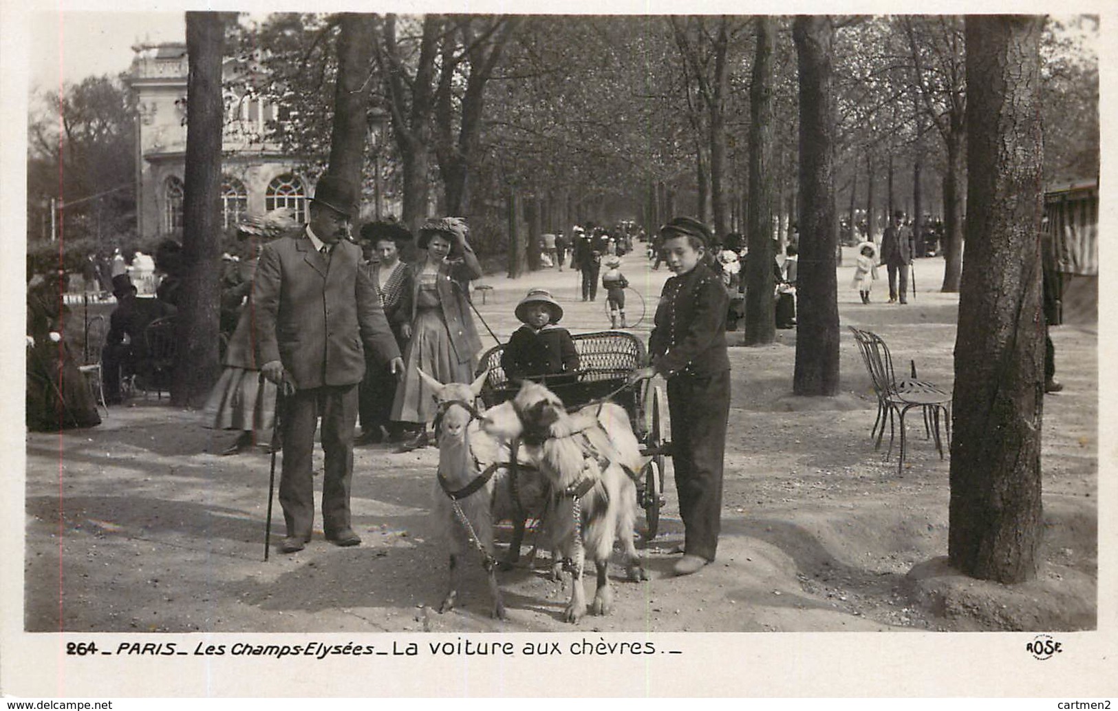 PARIS LES CHAMPS-ELYSEES LA VOITURE AUX CHEVRES ATTELAGE METIER PARC ET JARDIN 75 - Petits Métiers à Paris