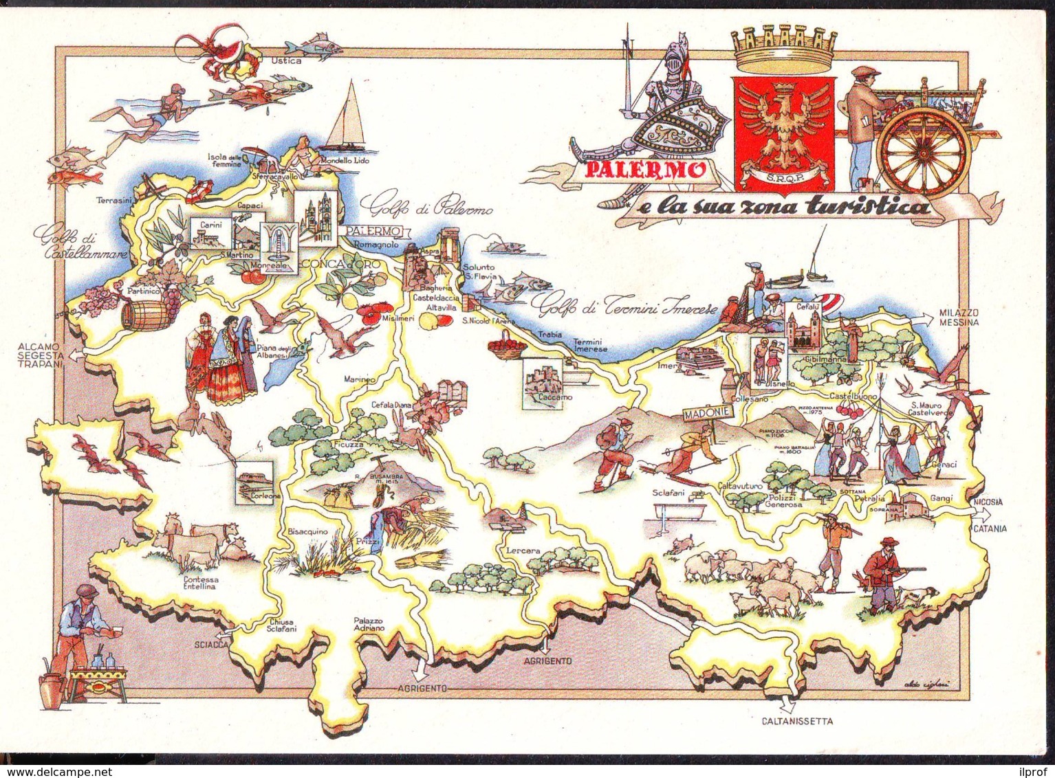 Mappa Della Provincia Di Palermo Anni '50 - Carte Geografiche