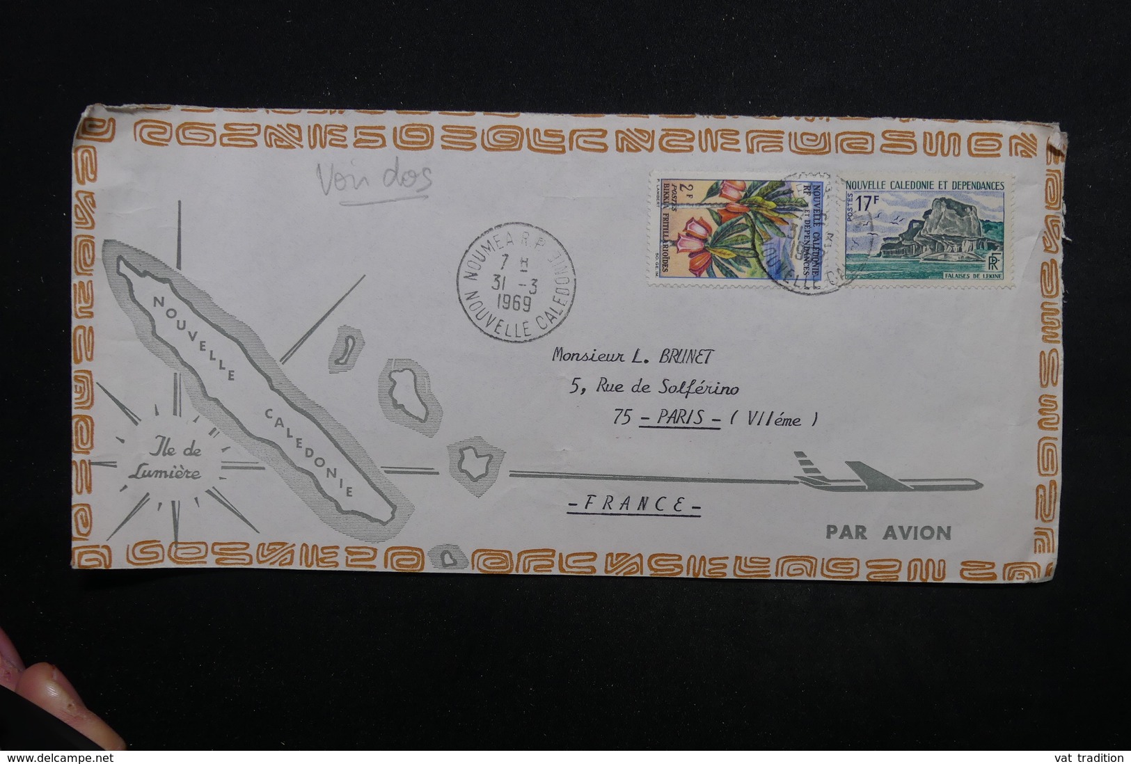 NOUVELLE CALÉDONIE - Enveloppe De Nouméa Pour Paris En 1969 , Affranchissement Plaisant - L 24255 - Storia Postale