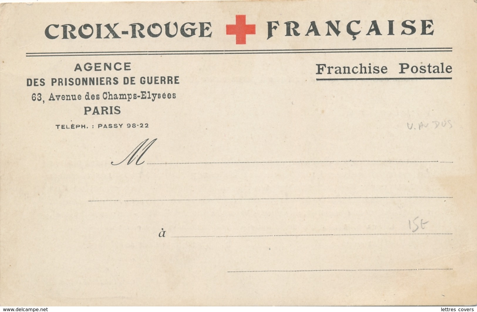 CPFM CROIX-ROUGE Renseignement Prisonnier De Guerre - Lettres Mandats Colis - Louis Maurange - Covers & Documents