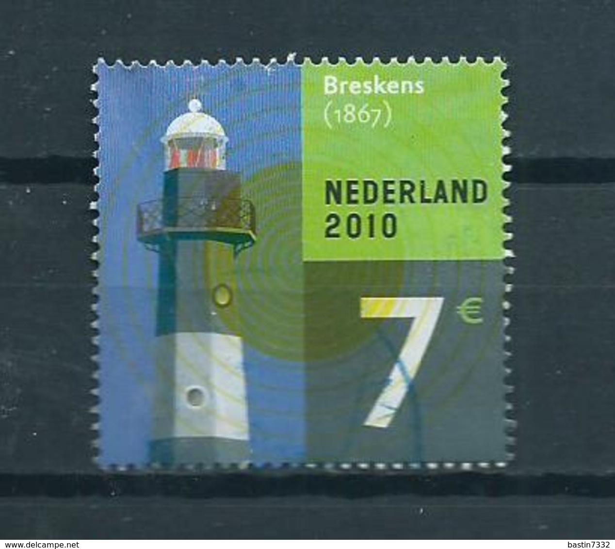 2010 Netherlands 7,00 Euro Vuurtoren,leuchtturme Used/gebruikt/oblitere - Usati