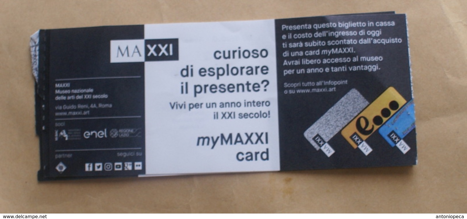 ITALY 2019, MAXXI MUSEUM CONTEMPORARY ARTS OF ROME TICKET - Biglietti D'ingresso