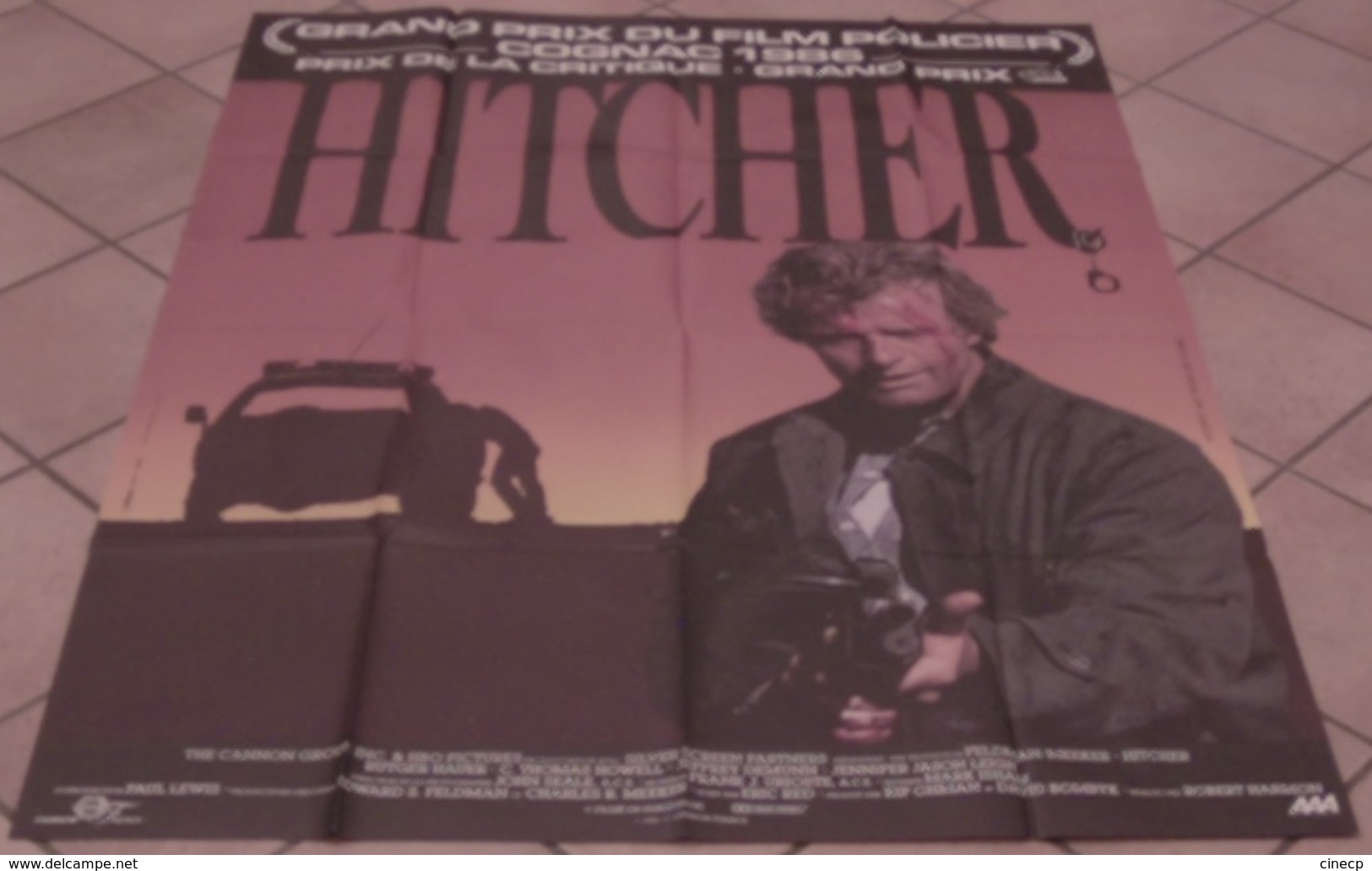 AFFICHE CINEMA ORIGINALE FILM THE HITCHER RUTGER HAUER Robert HARMON COGNAC 1986 TBE - Affiches & Posters