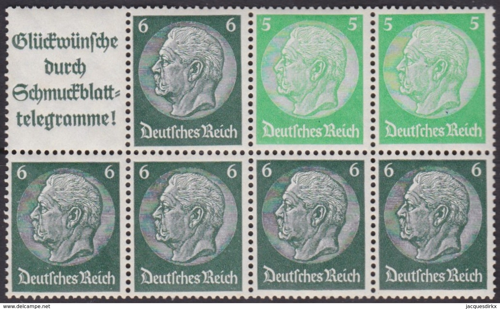 Deutsches Reich    .   Michel   .   H-Blatt  35    .    **    .   Postfrisch      .   /    .   MNH - Se-Tenant