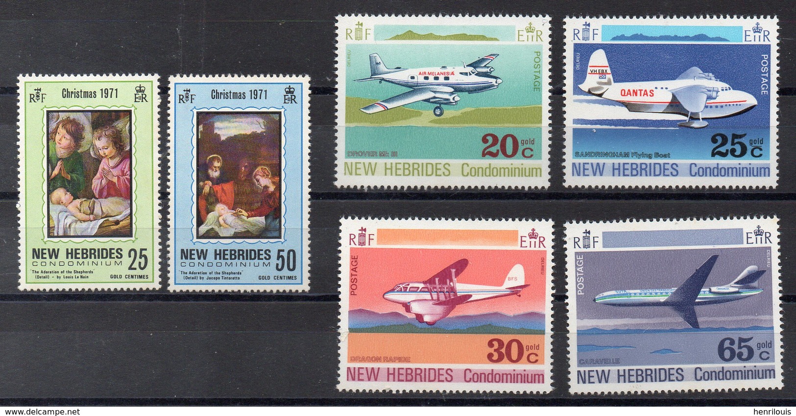 NOUVELLES  HEBRIDES      Timbres Neufs ** De 1971-1972  ( Ref  6186 )    Noël - Avions - Nuevos