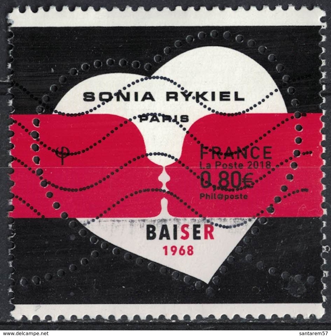 France 2018 Oblitéré Used Coeur Sonia Rykiel Paris Le Baiser Y&T 5198 - Oblitérés