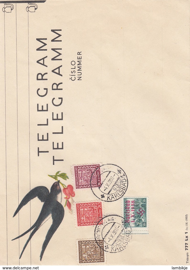 Deutsches Reich Telegram Karlsbad - Oblitérés