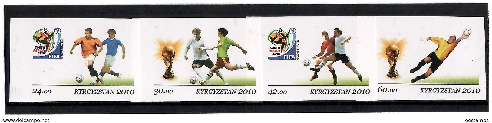 Kyrgyzstan.2010 Football 2010. Imperf 4v  Michel # 624-27 B - Kirgisistan