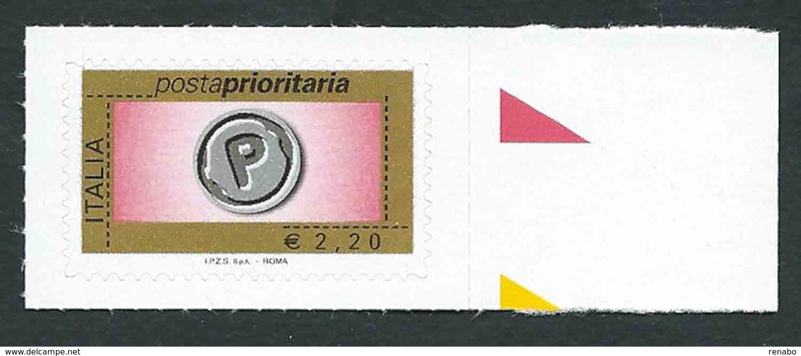 Italia 2008 ; Posta Prioritaria Senza Millesimo Da &euro; 2,20 . Francobollo Di Bordo Destro. - 2001-10: Neufs