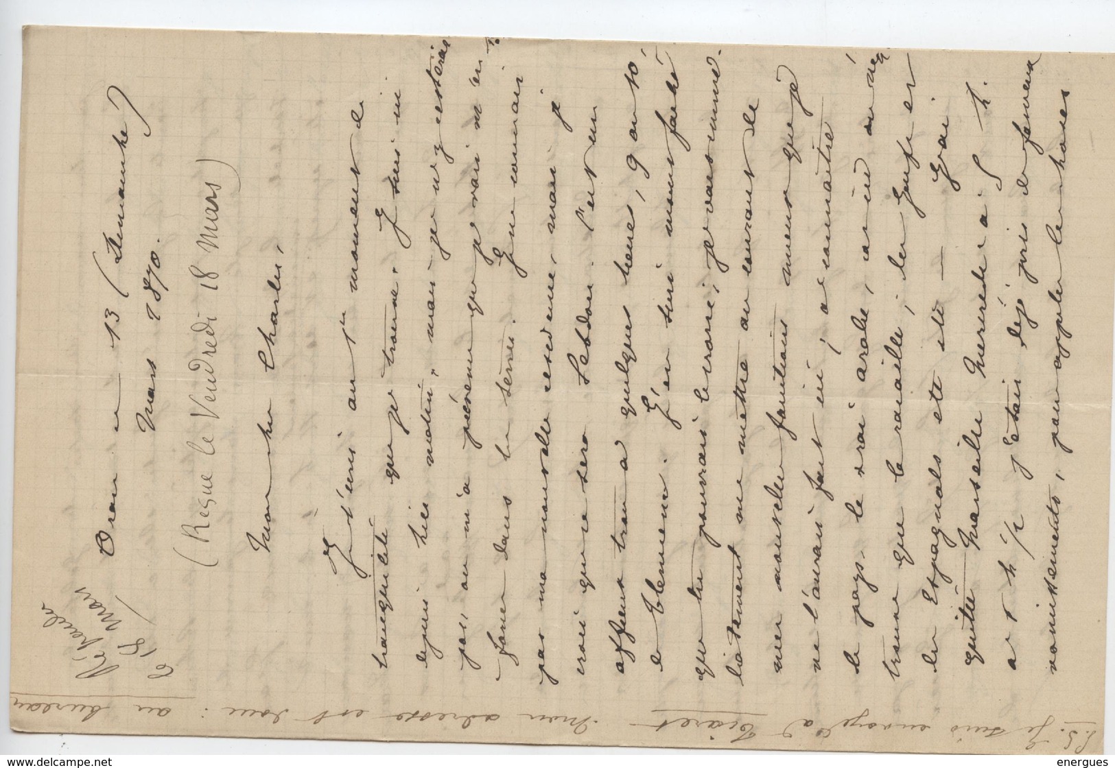 Correspondance,102 Lettres De Louis Piquet( Damesme, à Son Frère Charles,1867-1873 Algérie,Tiaret, Mascara, Nancy, Ligny - Documents Historiques