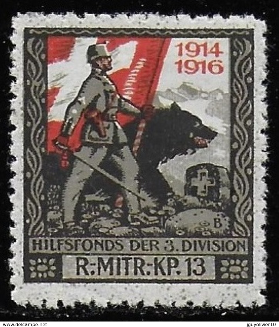 Suisse WWI Vignette Militaire Soldatenmarken 3. DIVISION 1914-18 Fine HR - Vignettes