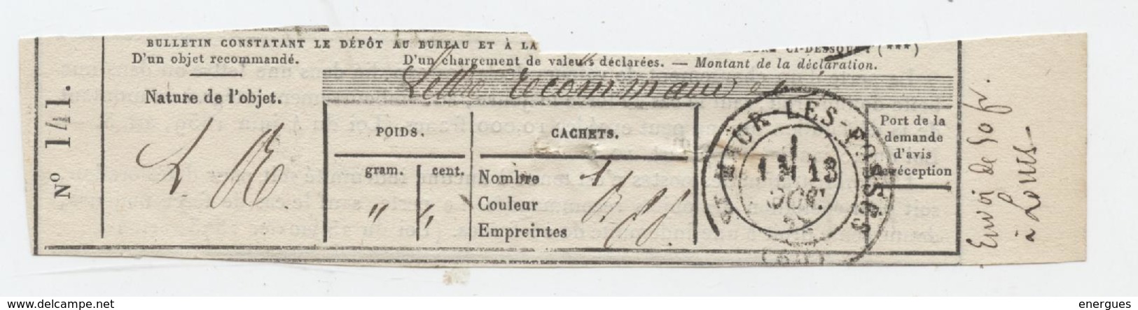 Récépissé Lettre Recommandée, L873, Louis Piquet, Cachet, St Maur Les Fossés - Autres & Non Classés