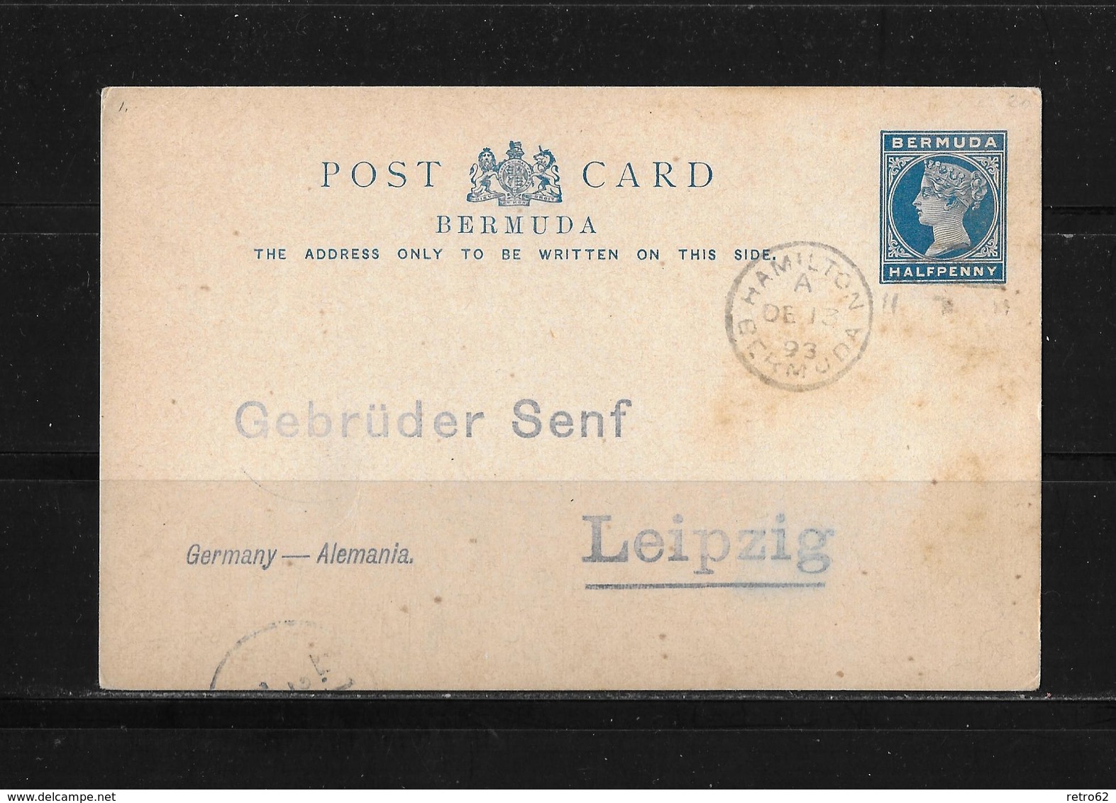 1893 BERMUDA → GA-Postkarte Hamilton Nach Leipzig - Bermuda